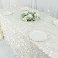Taffeta 90"x132" Rectangle Tablecloth Ivory | 3D Leaf Petal Design Seamless Table Cover