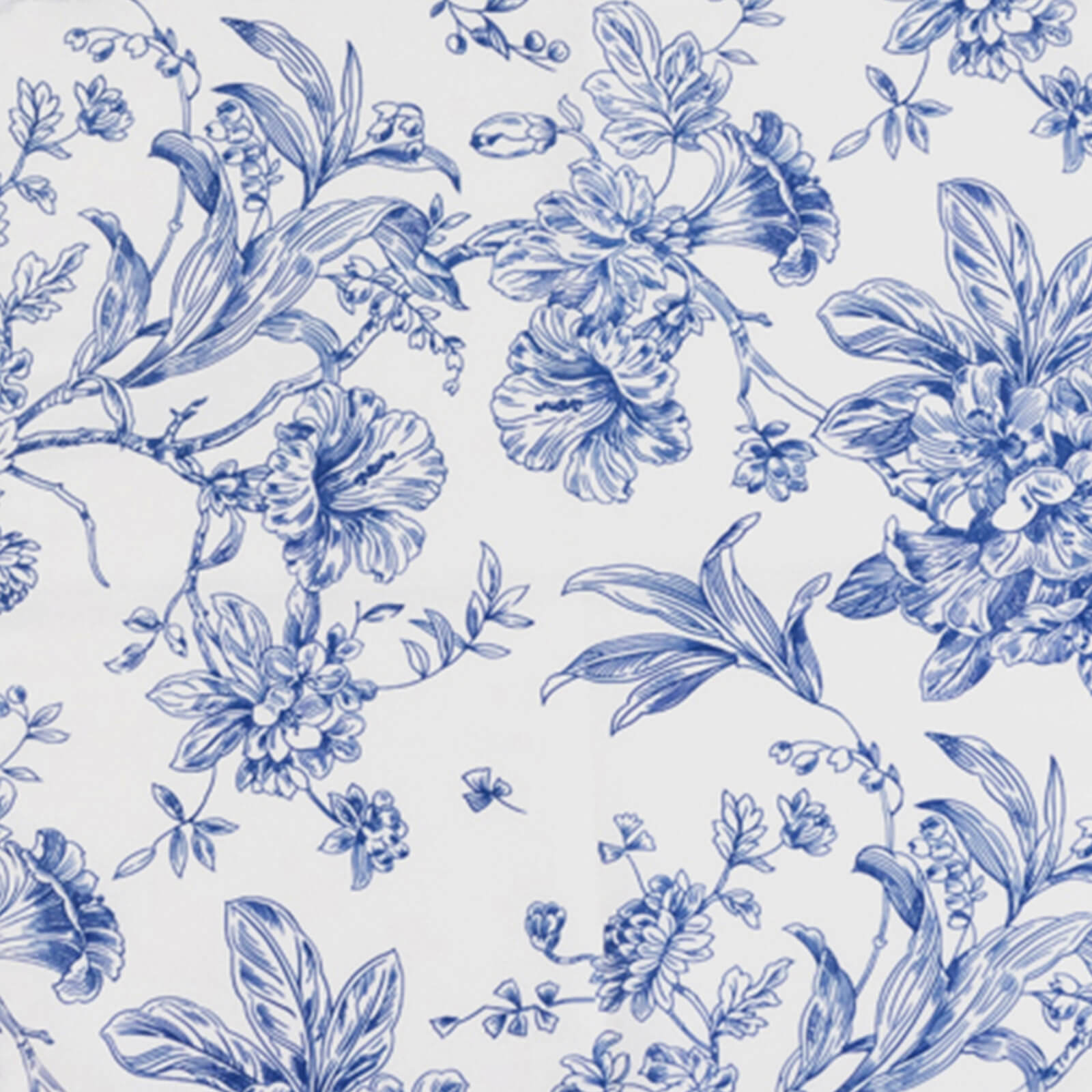 Polyester 60"x102" Rectangle Tablecloth White - Blue French Toile Pattern for Elegant Gatherings