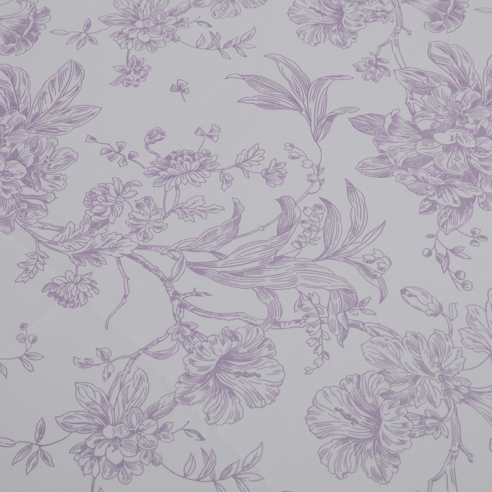 Polyester 70"x70" Table Overlay White - Lavender Lilac French Toile Pattern for Stylish Events