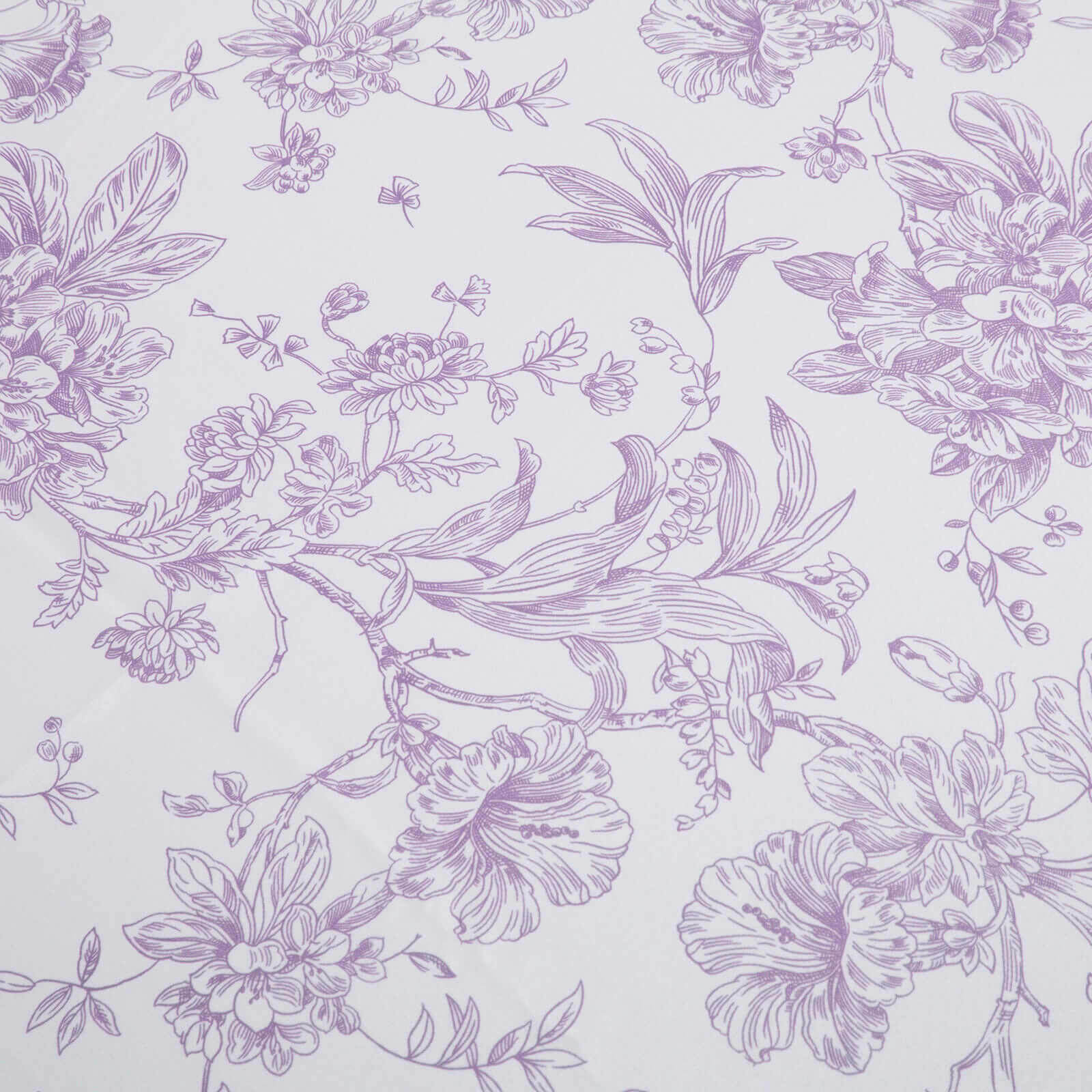 Polyester 90"x156" Rectangle Tablecloth White - Seamless Lavender Lilac French Toile Pattern for Grand Occasions