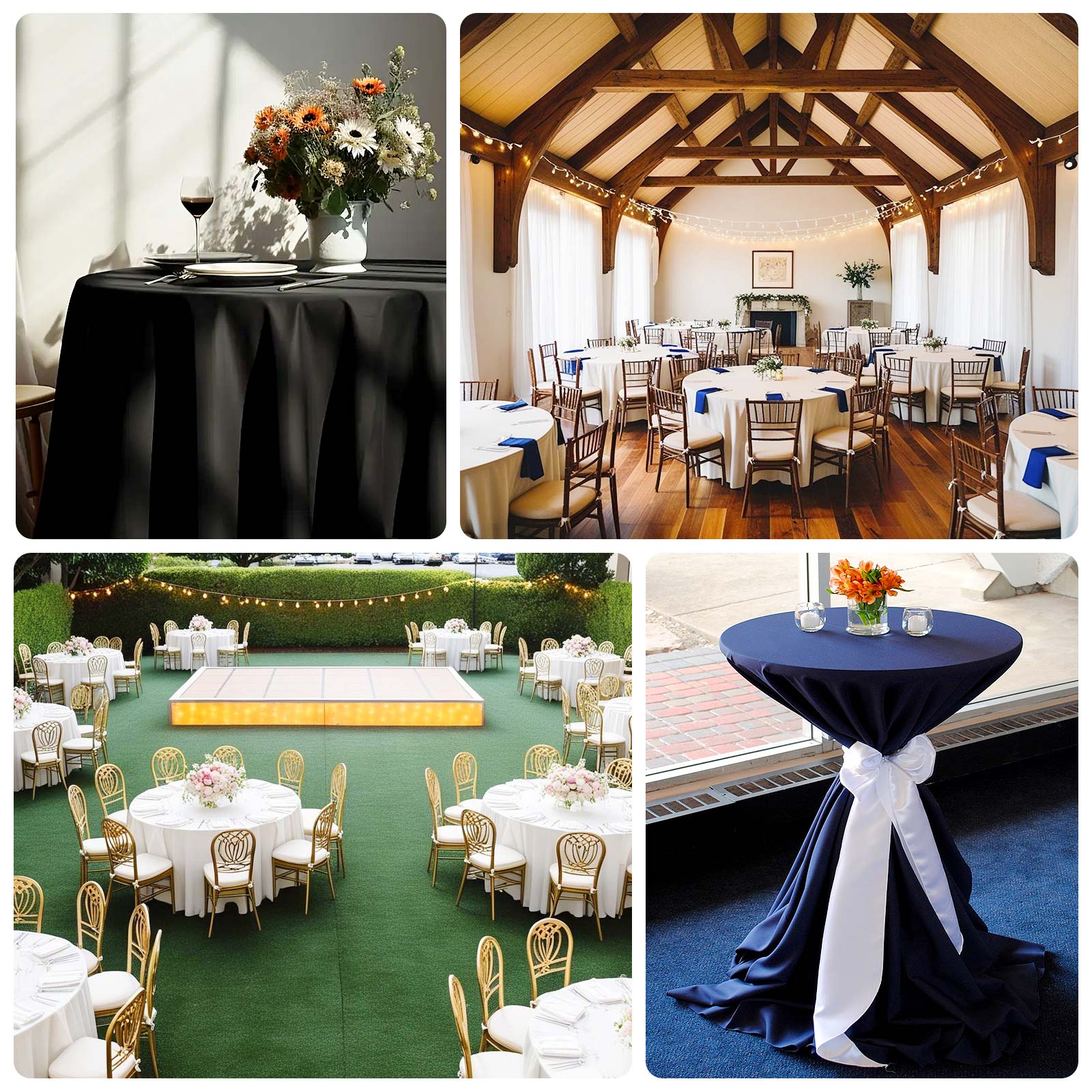 Fire Retardant Premium Polyester 120" Round Tablecloth Ivory - High-Performance Seamless Table Cover