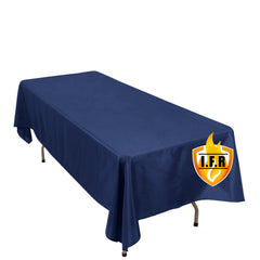 Fire Retardant Premium Polyester 60"x102" Rectangular Tablecloth Navy Blue - High-Performance Table Cover