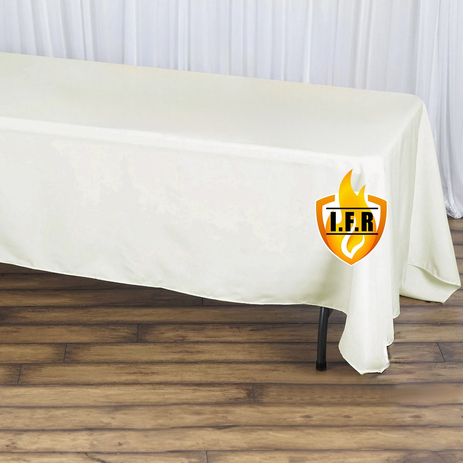 Fire Retardant Premium Polyester 72"x120" Rectangular Tablecloth Ivory - High-Performance Table Cover