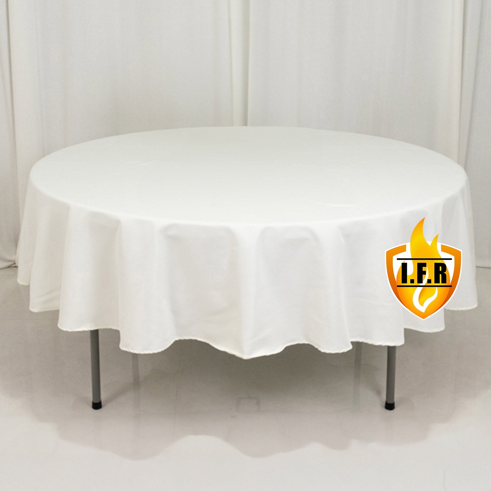 Fire Retardant Premium Polyester 90" Round Tablecloth Ivory - High-Performance Table Cover
