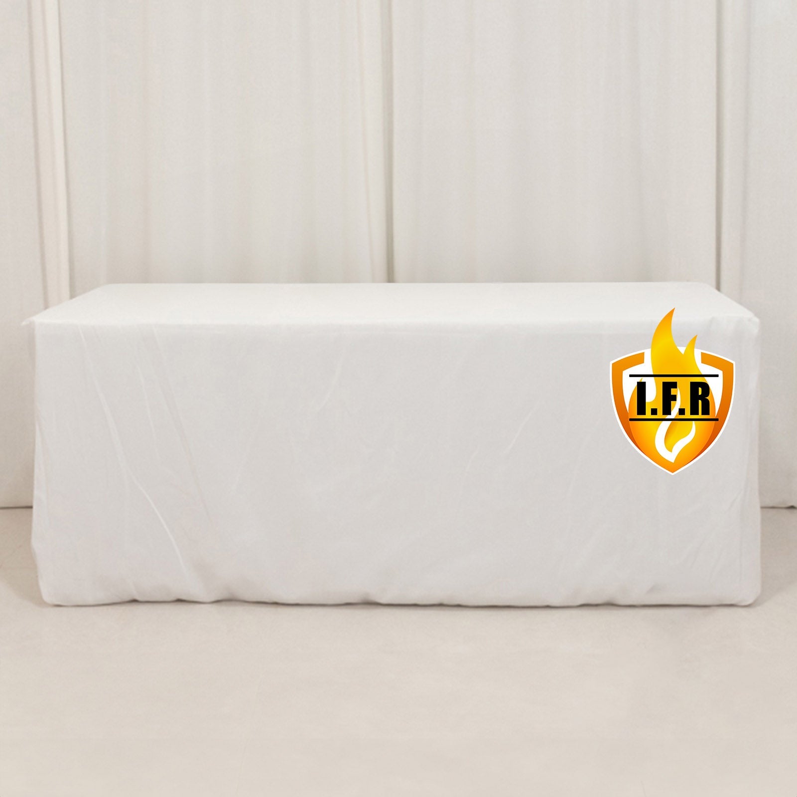 Fire Retardant Premium Polyester 6ft Rectangular Tablecloth White Fitted High-Performance Table Cover for Large Gatherings