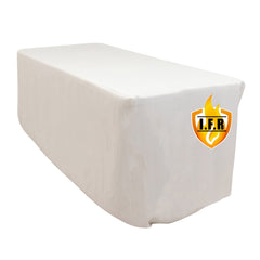 Fire Retardant Premium Polyester 6ft Rectangular Tablecloth White Fitted High-Performance Table Cover for Large Gatherings