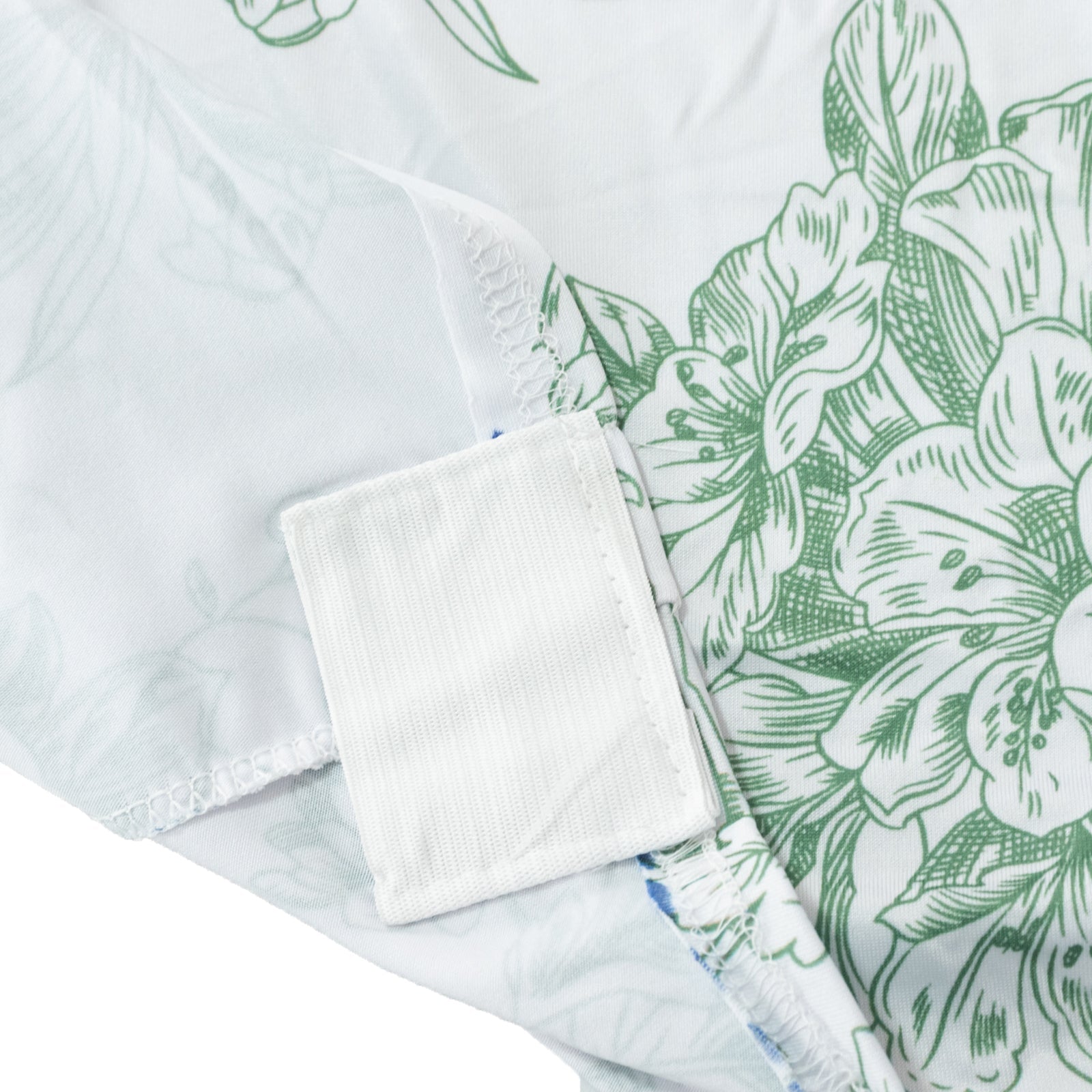 6ft Spandex Fitted Rectangle Tablecloth – White & Dusty Sage Green French Toile Wrinkle-Free Stretch Table Cover