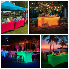 Glow Neon Orange Fitted Spandex Tablecloth – 6ft Rectangle, Wrinkle-Free Cover