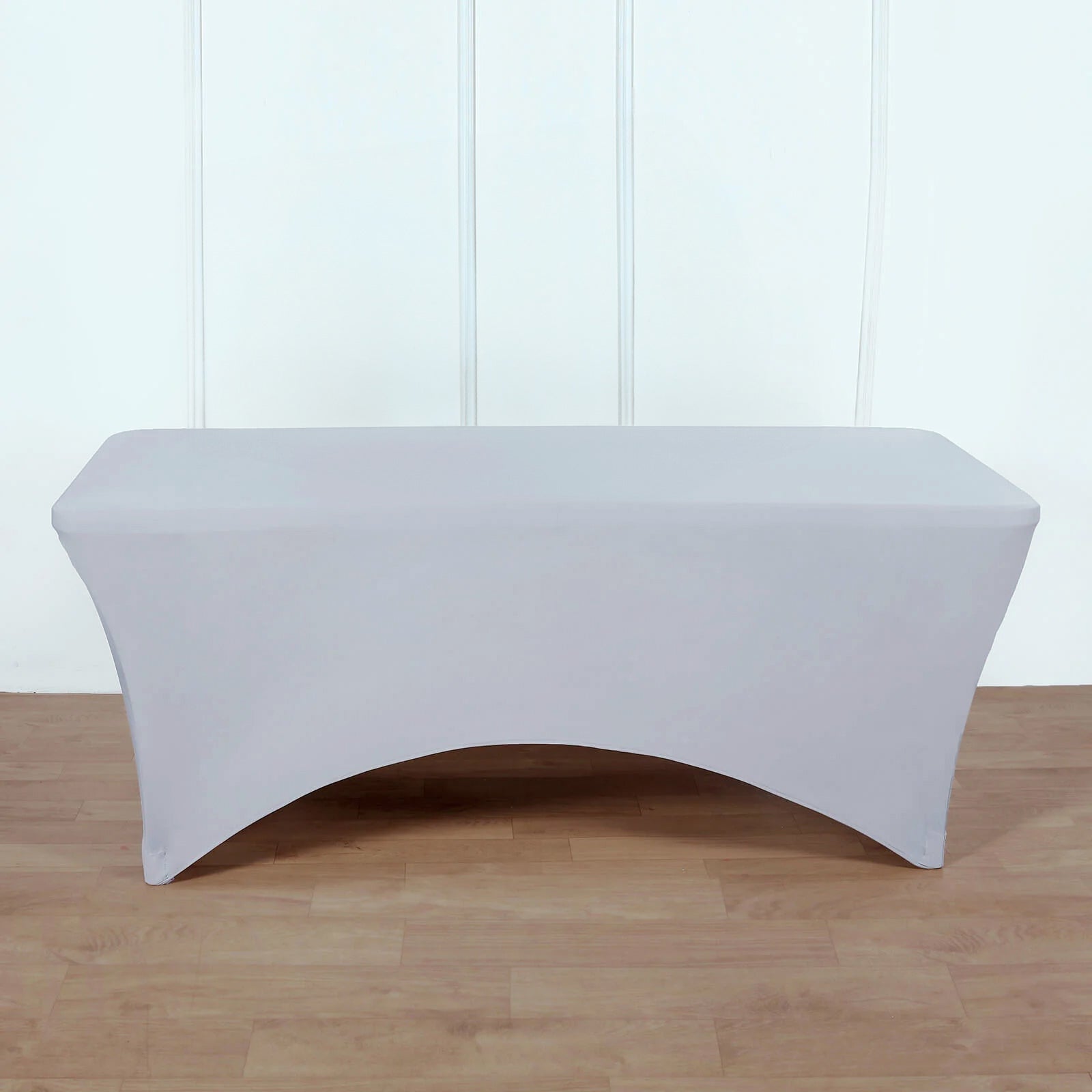 Stretch Spandex 96"x30" Rectangle Table Cover Silver - Durable Form-Fitting Tablecloth