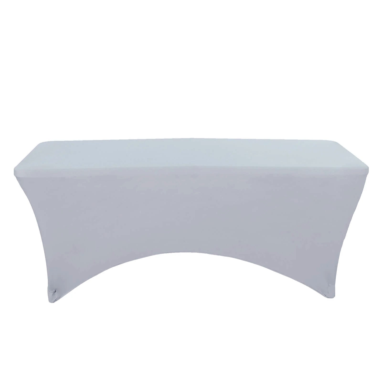 Stretch Spandex 96"x30" Rectangle Table Cover Silver - Durable Form-Fitting Tablecloth