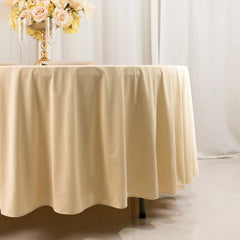Scuba Round 108" Tablecloth Beige - Wrinkle Free & Stain Resistant Table Cover