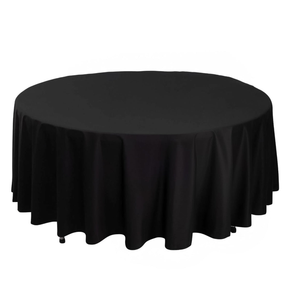 Scuba Round 108" Tablecloth Black - Wrinkle Free & Stain Resistant Table Cover for Exquisite Events