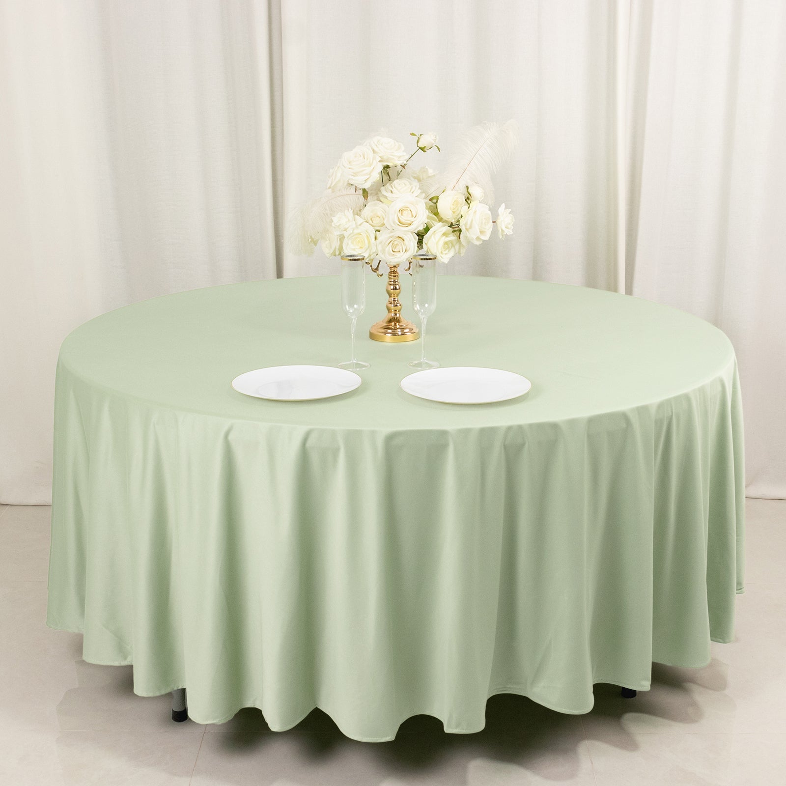Scuba Round 108" Tablecloth Sage Green - Wrinkle Free & Stain Resistant Table Cover