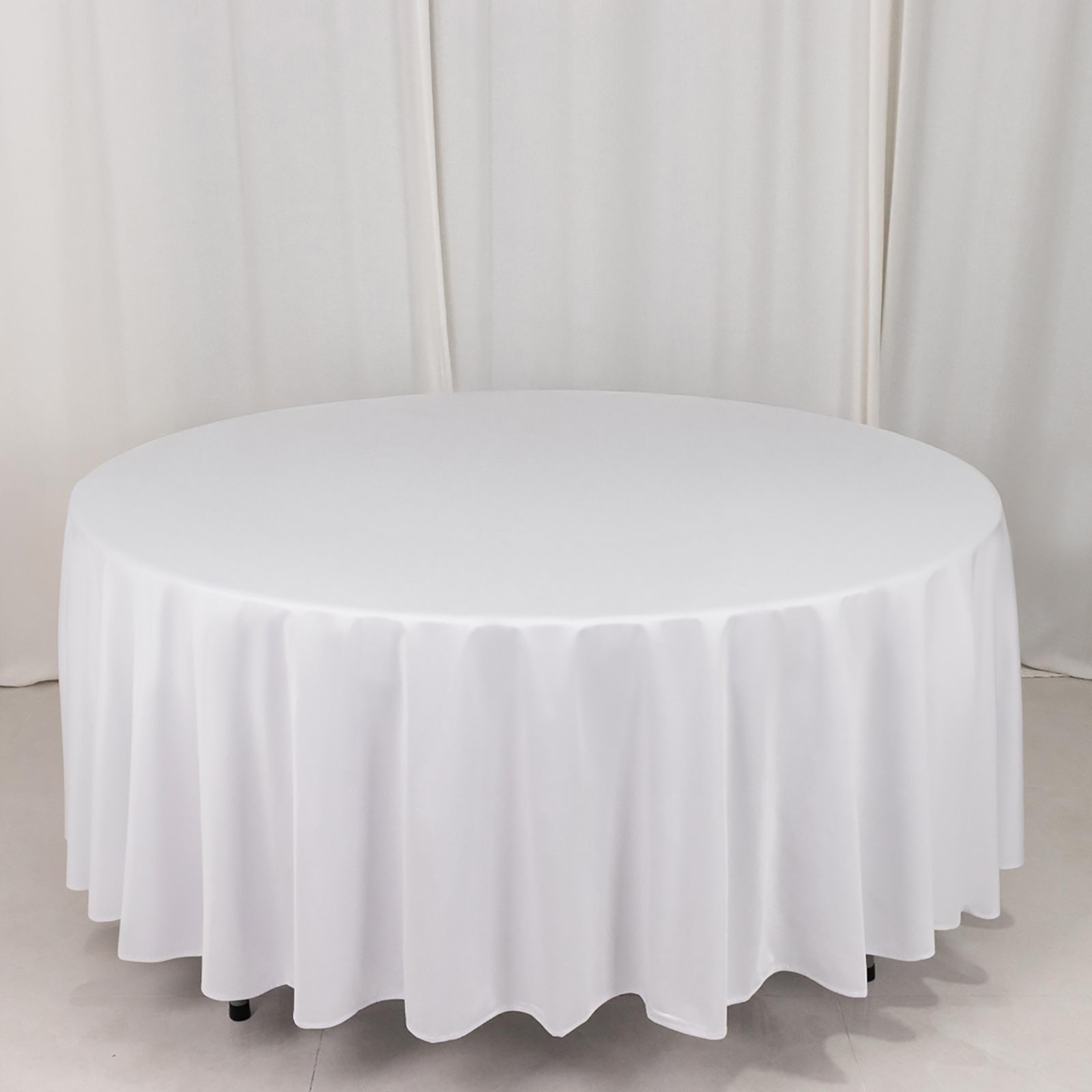 Scuba Round 108" Tablecloth White - Wrinkle Free & Stain Resistant Table Cover for Exquisite Events