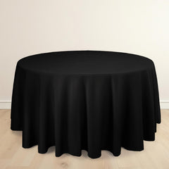 Scuba Round 120" Tablecloth Black - Wrinkle Free & Stain Resistant Seamless Table Cover for Weddings & Events