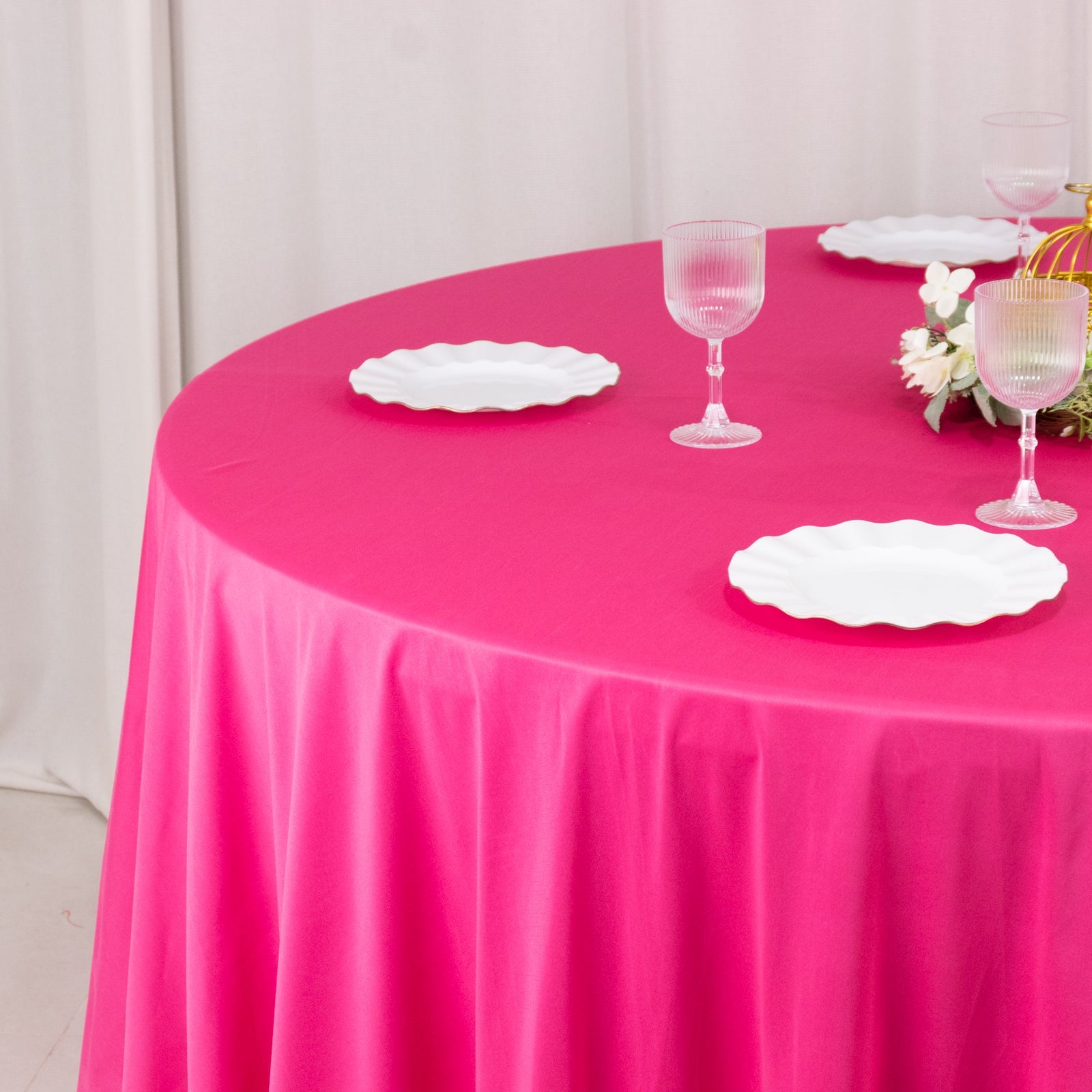 Scuba Round 120" Tablecloth Fuchsia - Wrinkle Free & Stain Resistant Seamless Table Cover