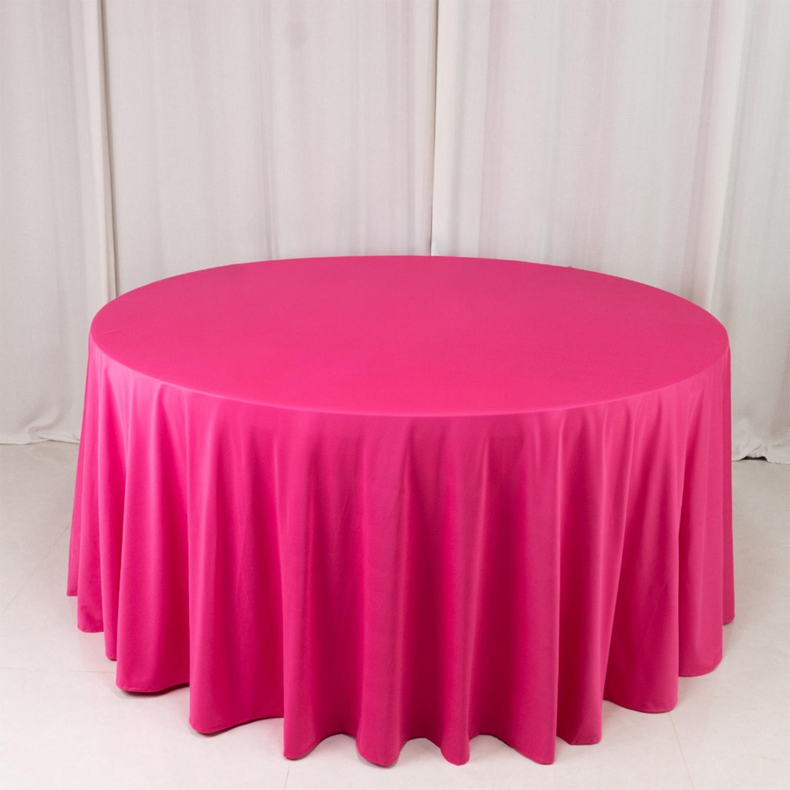 Scuba Round 120" Tablecloth Fuchsia - Wrinkle Free & Stain Resistant Seamless Table Cover