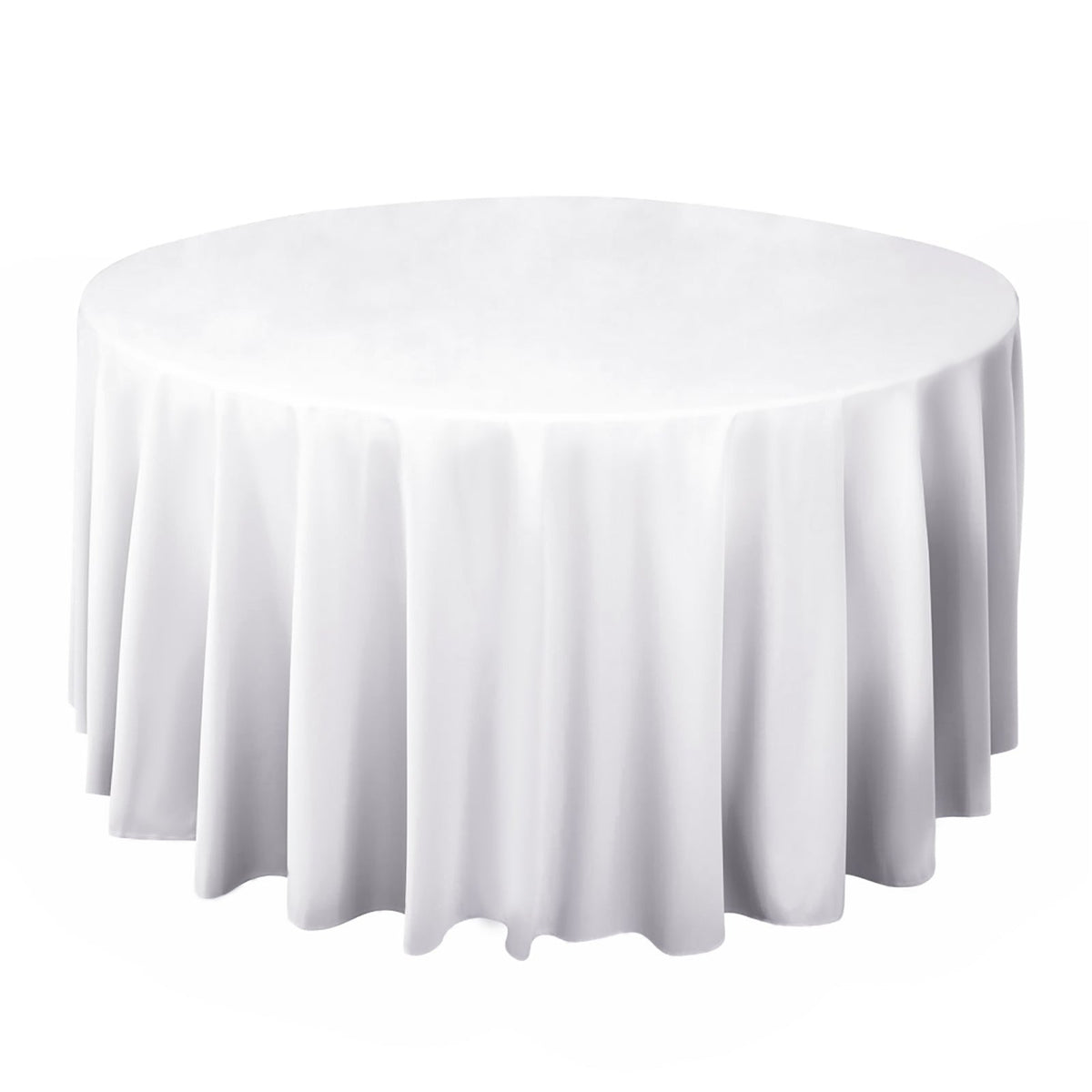 Scuba Round 120" Tablecloth White - Wrinkle Free & Stain Resistant Seamless Table Cover for Weddings & Events