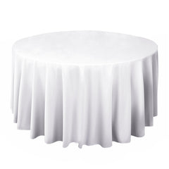 Scuba Round 120" Tablecloth White - Wrinkle Free & Stain Resistant Seamless Table Cover for Weddings & Events