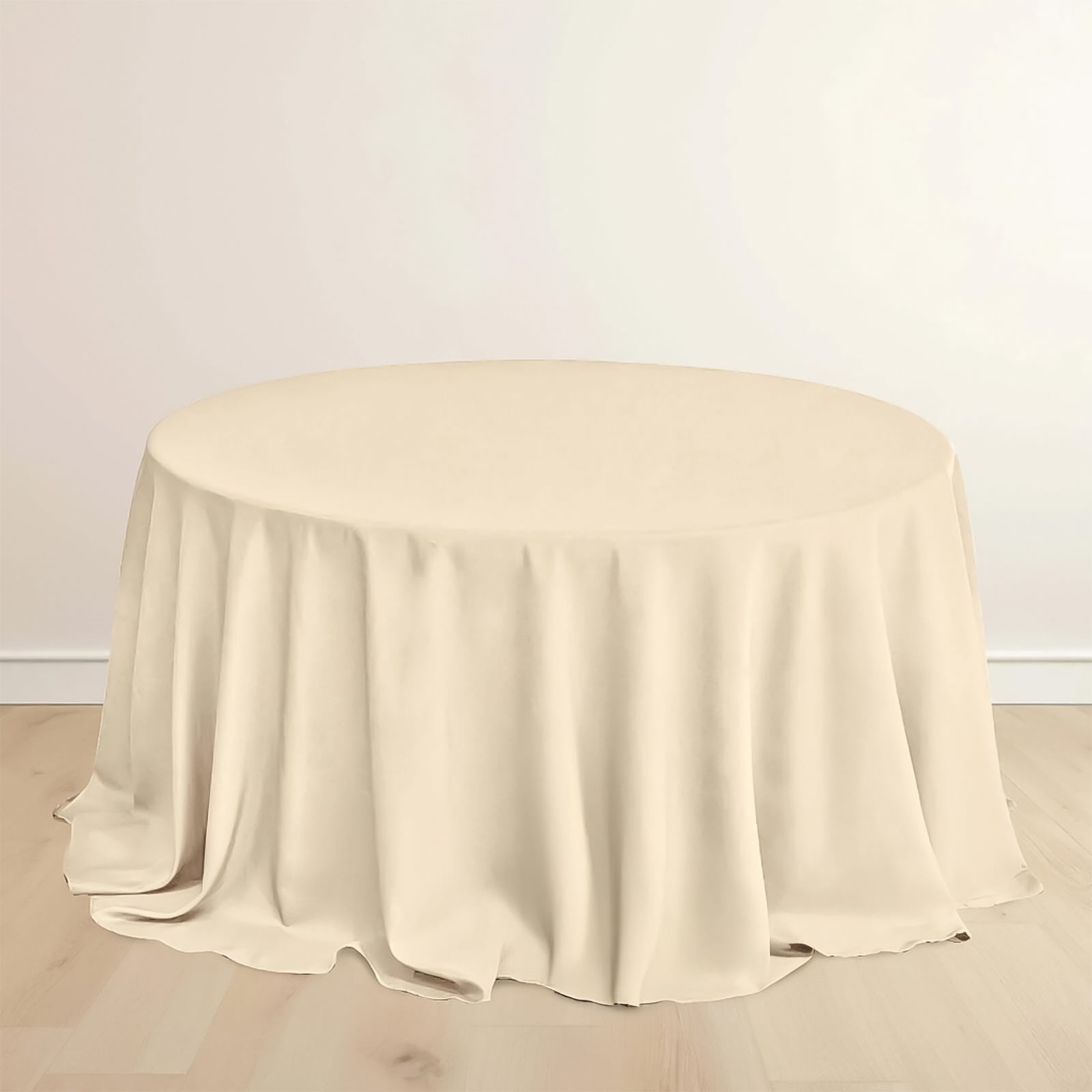 Scuba Round 132" Tablecloth Beige - Wrinkle Free & Stain Resistant Seamless Table Cover