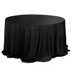 Scuba Round 132" Tablecloth Black - Wrinkle Free & Stain Resistant Seamless Table Cover for Weddings & Events