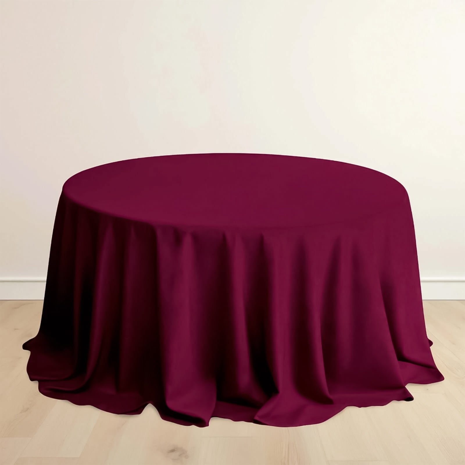 Scuba Round 132" Tablecloth Burgundy - Wrinkle Free & Stain Resistant Seamless Table Cover