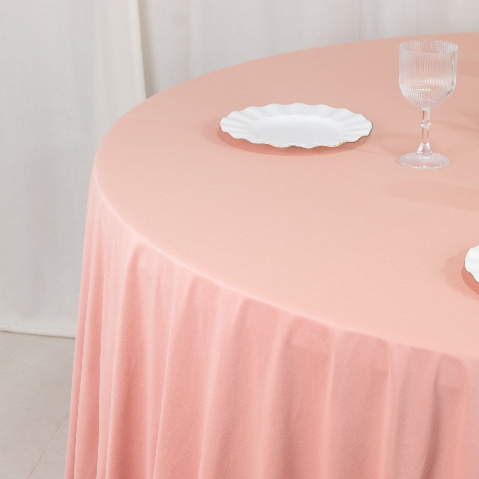 Scuba Round 132" Tablecloth Dusty Rose - Wrinkle Free & Stain Resistant Seamless Table Cover