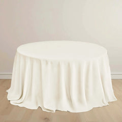 Scuba Round 132" Tablecloth Ivory - Wrinkle Free & Stain Resistant Seamless Table Cover