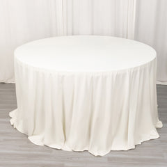Scuba Round 132" Tablecloth Ivory - Wrinkle Free & Stain Resistant Seamless Table Cover