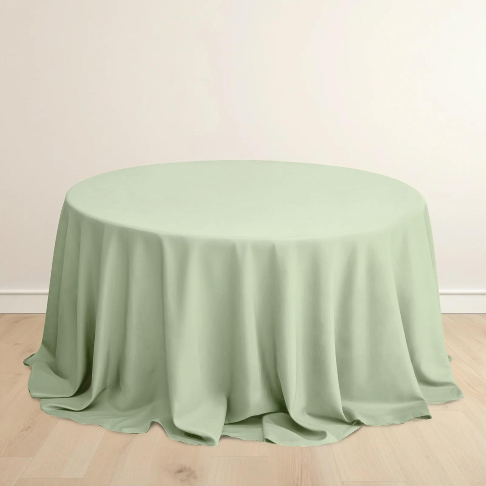 Scuba Round 132" Tablecloth Sage Green - Wrinkle Free & Stain Resistant Seamless Table Cover