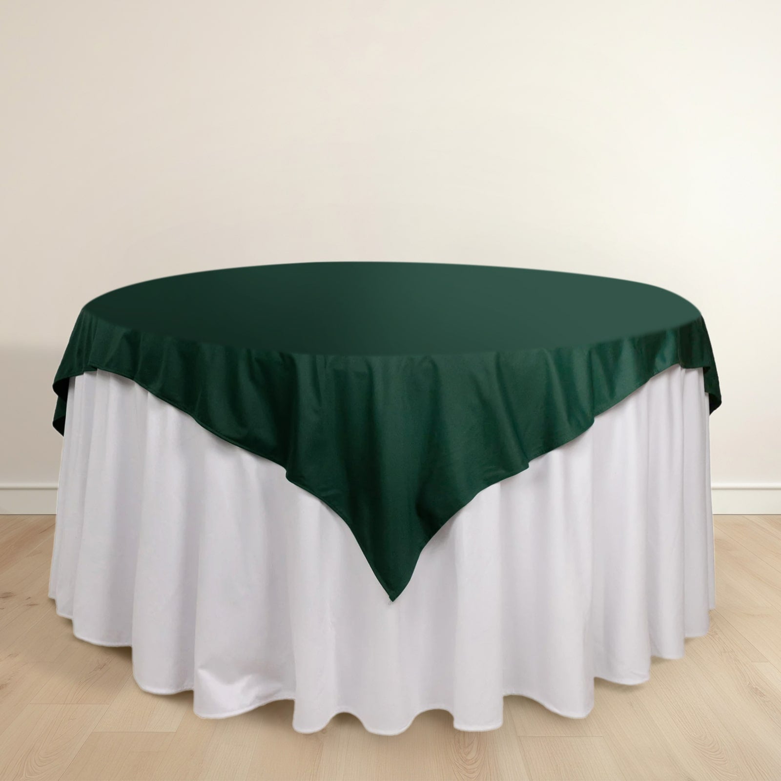 Scuba 70"x70" Table Overlay Square Tablecloth Hunter Emerald Green - Wrinkle Free & Stain Resistant Table Cover
