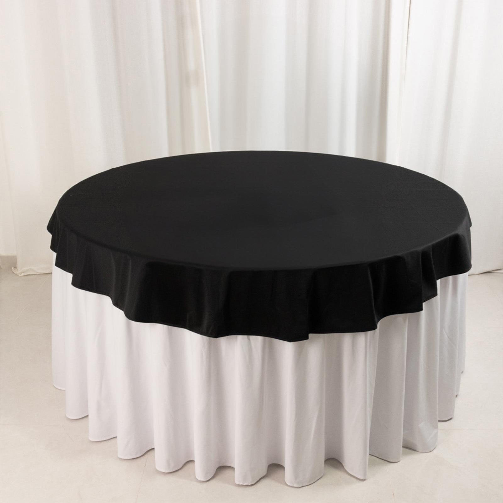 Scuba Round 70" Tablecloth Black - Wrinkle Free & Stain Resistant Table Cover for Weddings and Banquets