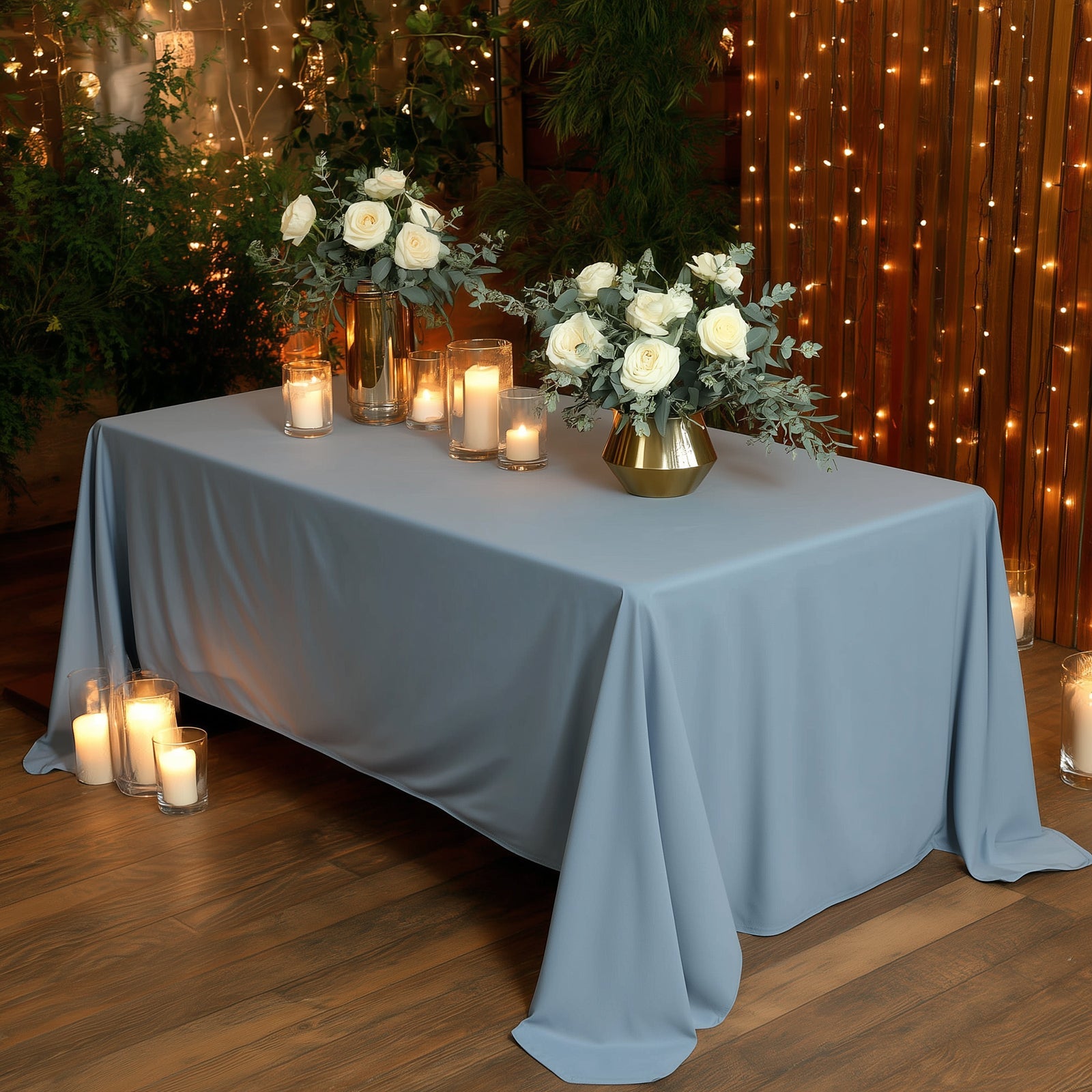 Scuba Rectangular 72"x120" Tablecloth Dusty Blue - Wrinkle Free & Stain Resistant Table Cover
