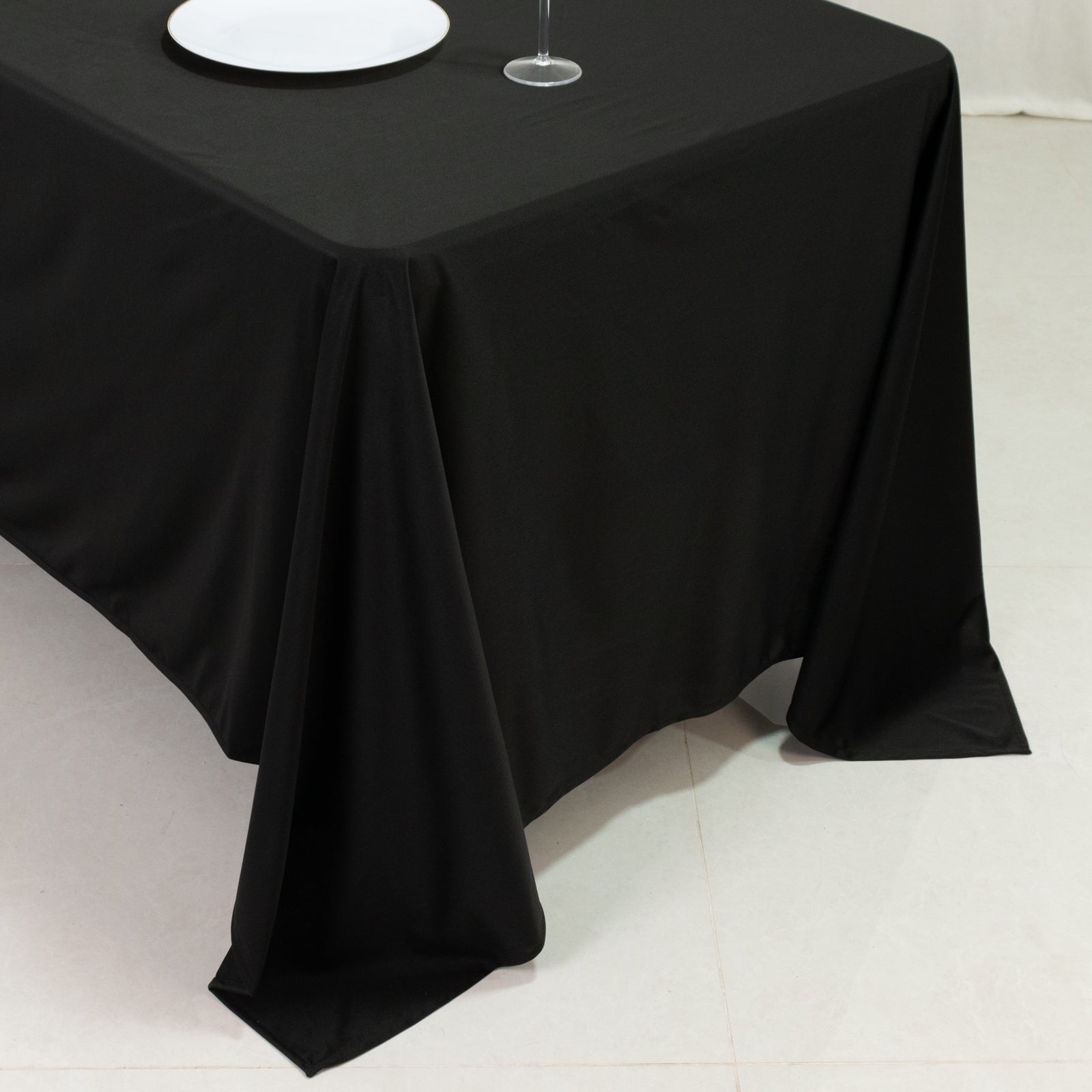 Scuba Rectangular 72"x120" Tablecloth Black - Wrinkle Free & Stain Resistant Table Cover