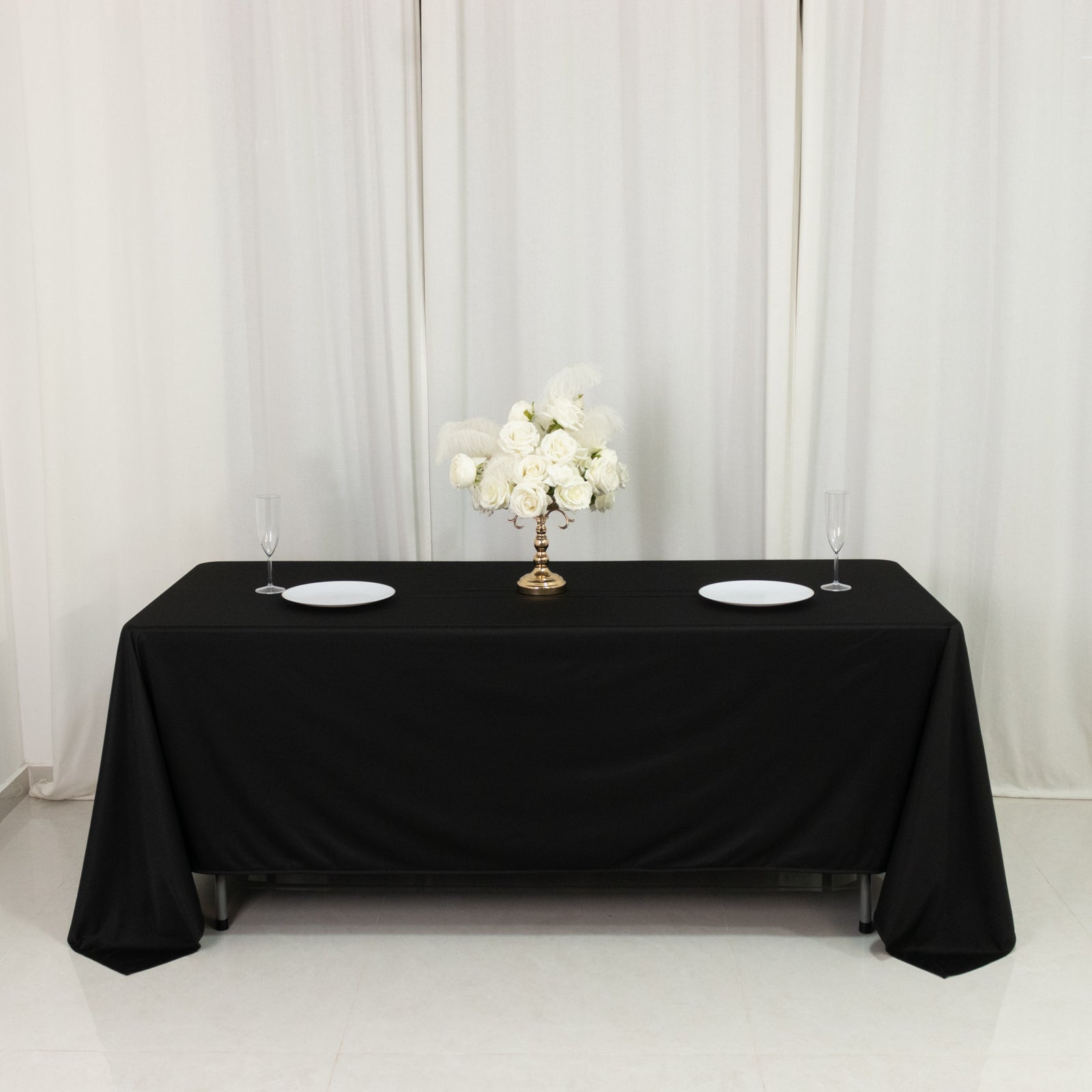 Scuba Rectangular 72"x120" Tablecloth Black - Wrinkle Free & Stain Resistant Table Cover
