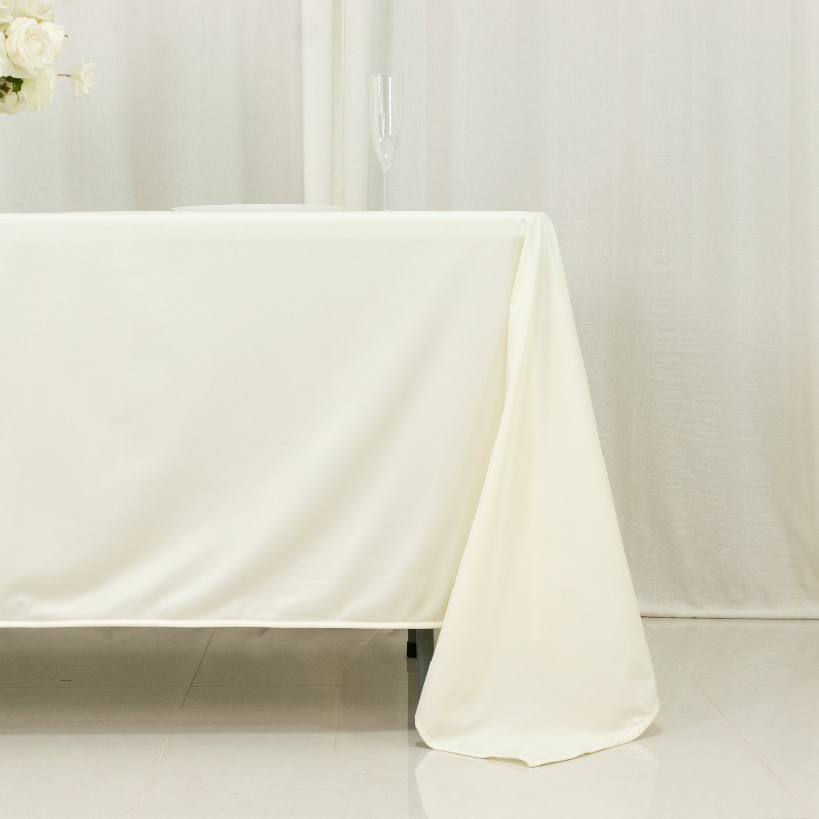 Scuba Rectangular 72"x120" Tablecloth Ivory - Wrinkle Free & Stain Resistant Table Cover
