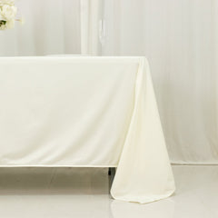 Scuba Rectangular 72"x120" Tablecloth Ivory - Wrinkle Free & Stain Resistant Table Cover