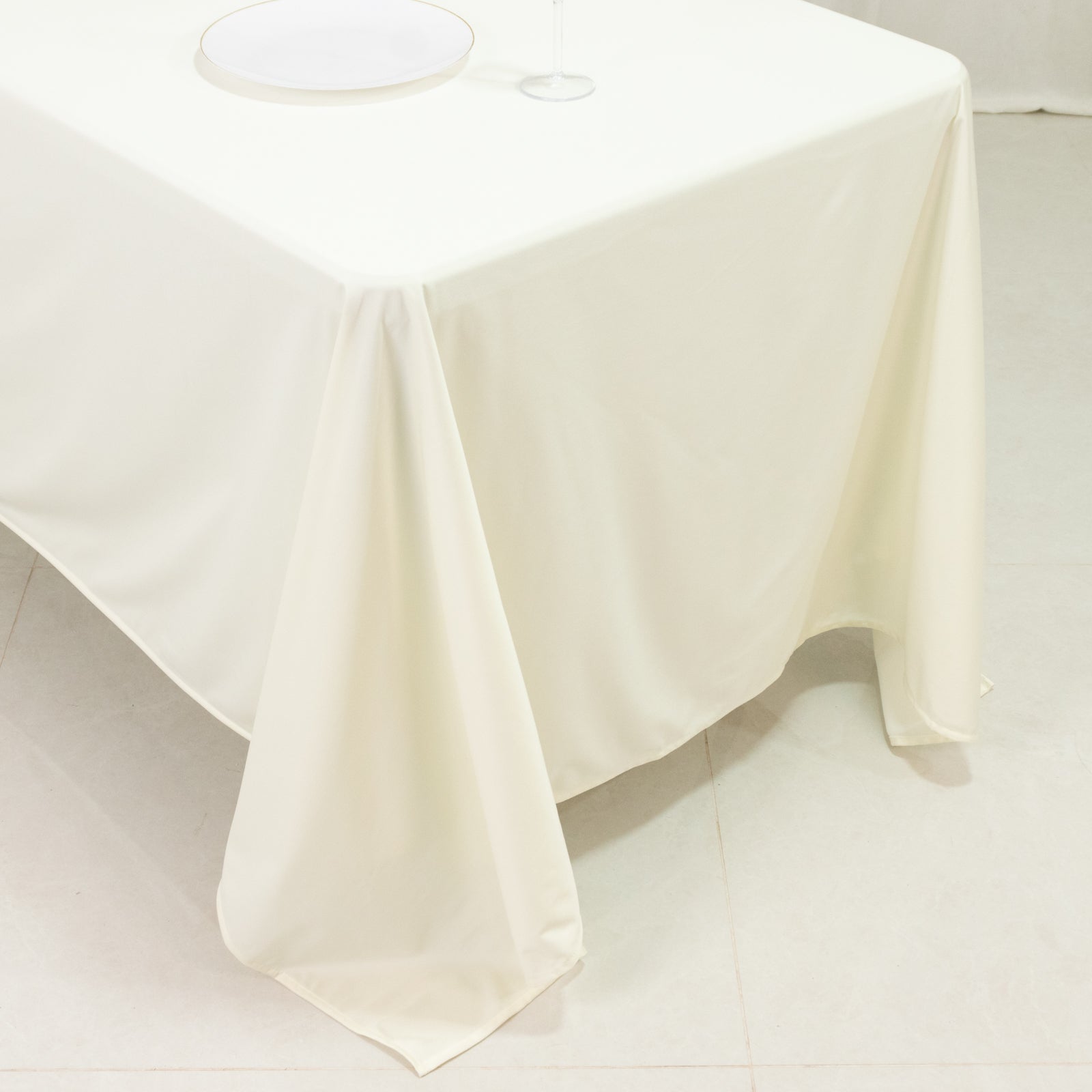 Scuba Rectangular 72"x120" Tablecloth Ivory - Wrinkle Free & Stain Resistant Table Cover