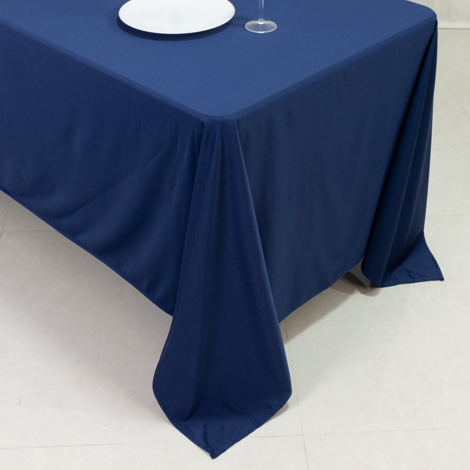 Scuba Rectangular 72"x120" Tablecloth Navy Blue - Wrinkle Free & Stain Resistant Table Cover
