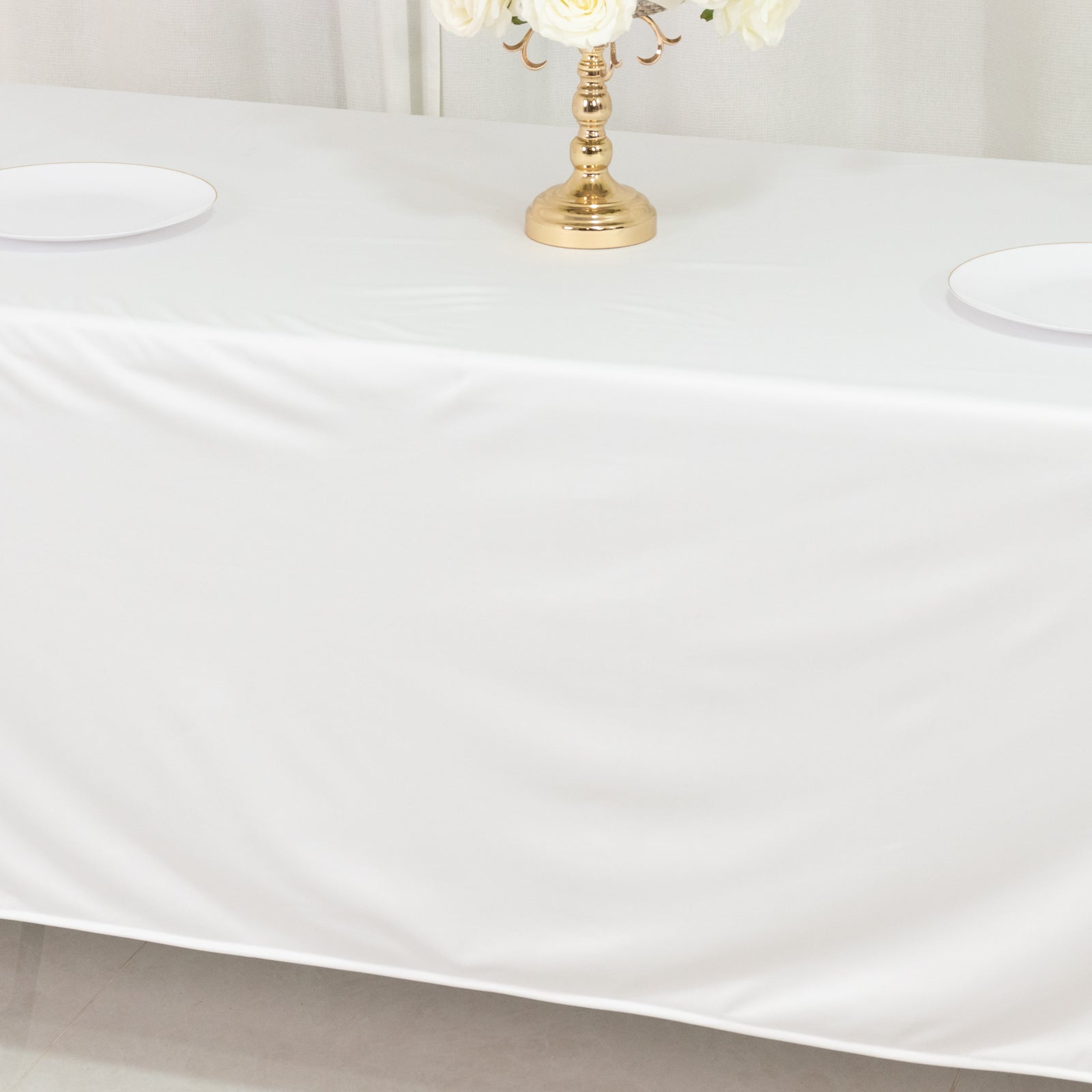 Scuba Rectangular 72"x120" Tablecloth White - Wrinkle Free & Stain Resistant Table Cover