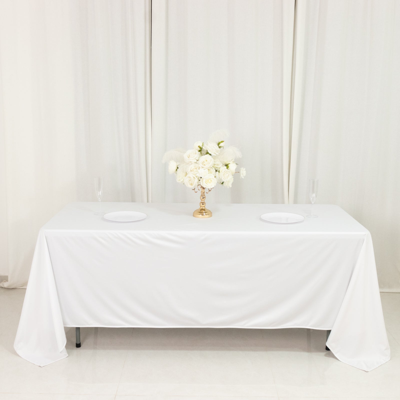 Scuba Rectangular 72"x120" Tablecloth White - Wrinkle Free & Stain Resistant Table Cover