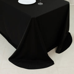 Scuba Rectangular 90"x132" Tablecloth Black with Rounded Corners – Seamless, Wrinkle Free & Stain Resistant Table Cover