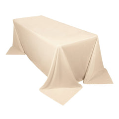 Scuba Rectangular 90"x132" Tablecloth Beige - Wrinkle Free, Stain Resistant & Seamless Table Cover