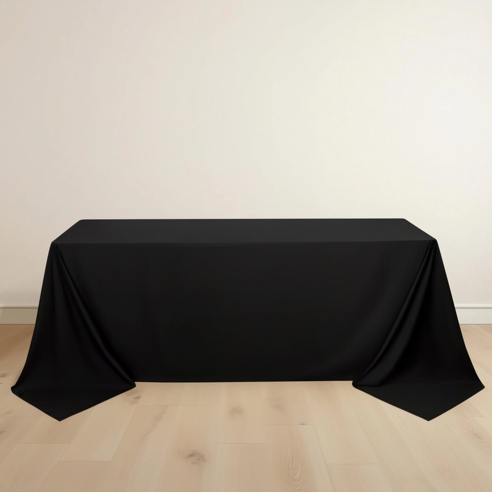 Scuba Rectangular 90"x132" Tablecloth Black - Wrinkle Free, Stain Resistant & Seamless Table Cover for Weddings and Parties