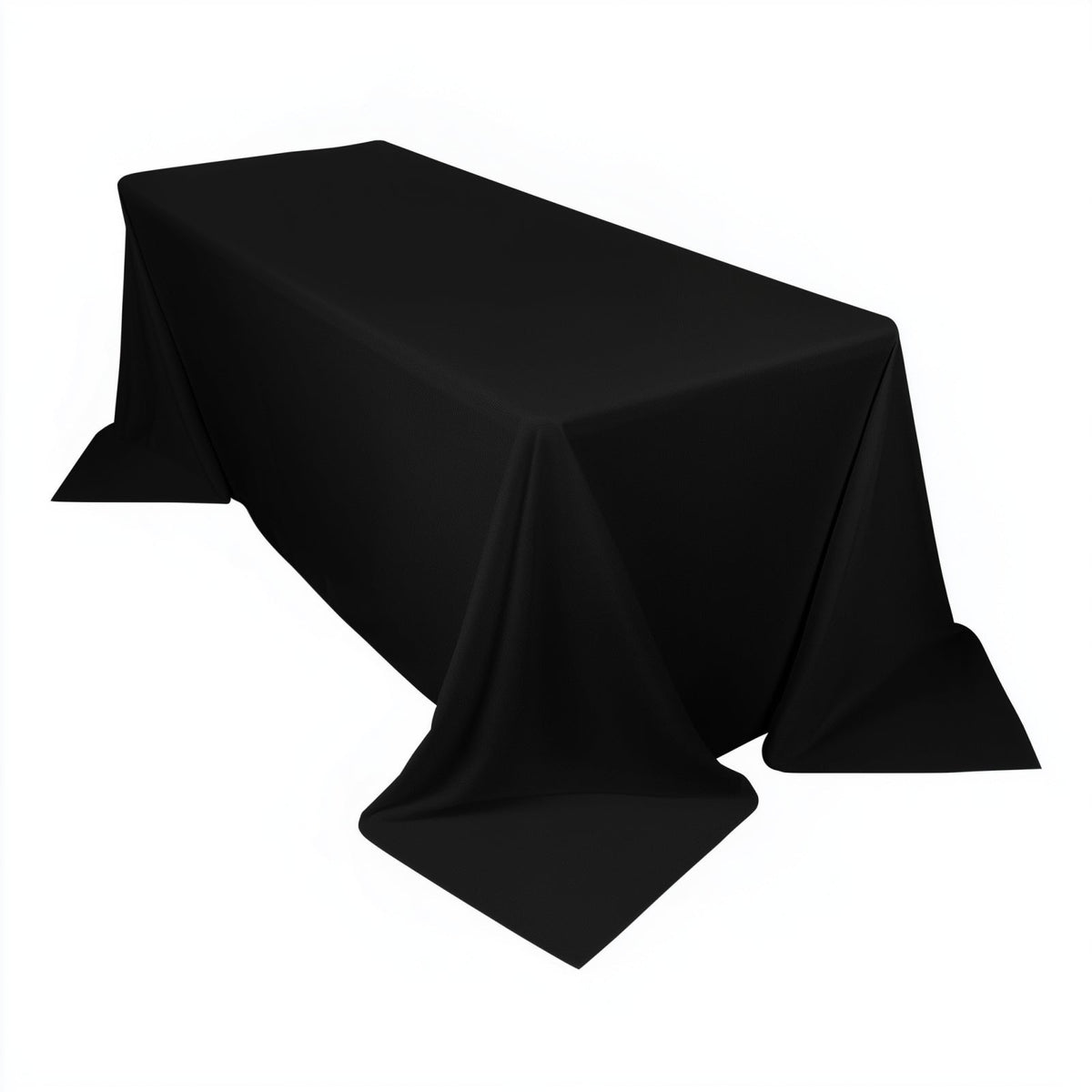 Scuba Rectangular 90"x132" Tablecloth Black - Wrinkle Free, Stain Resistant & Seamless Table Cover for Weddings and Parties