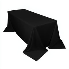 Scuba Rectangular 90"x132" Tablecloth Black - Wrinkle Free, Stain Resistant & Seamless Table Cover for Weddings and Parties
