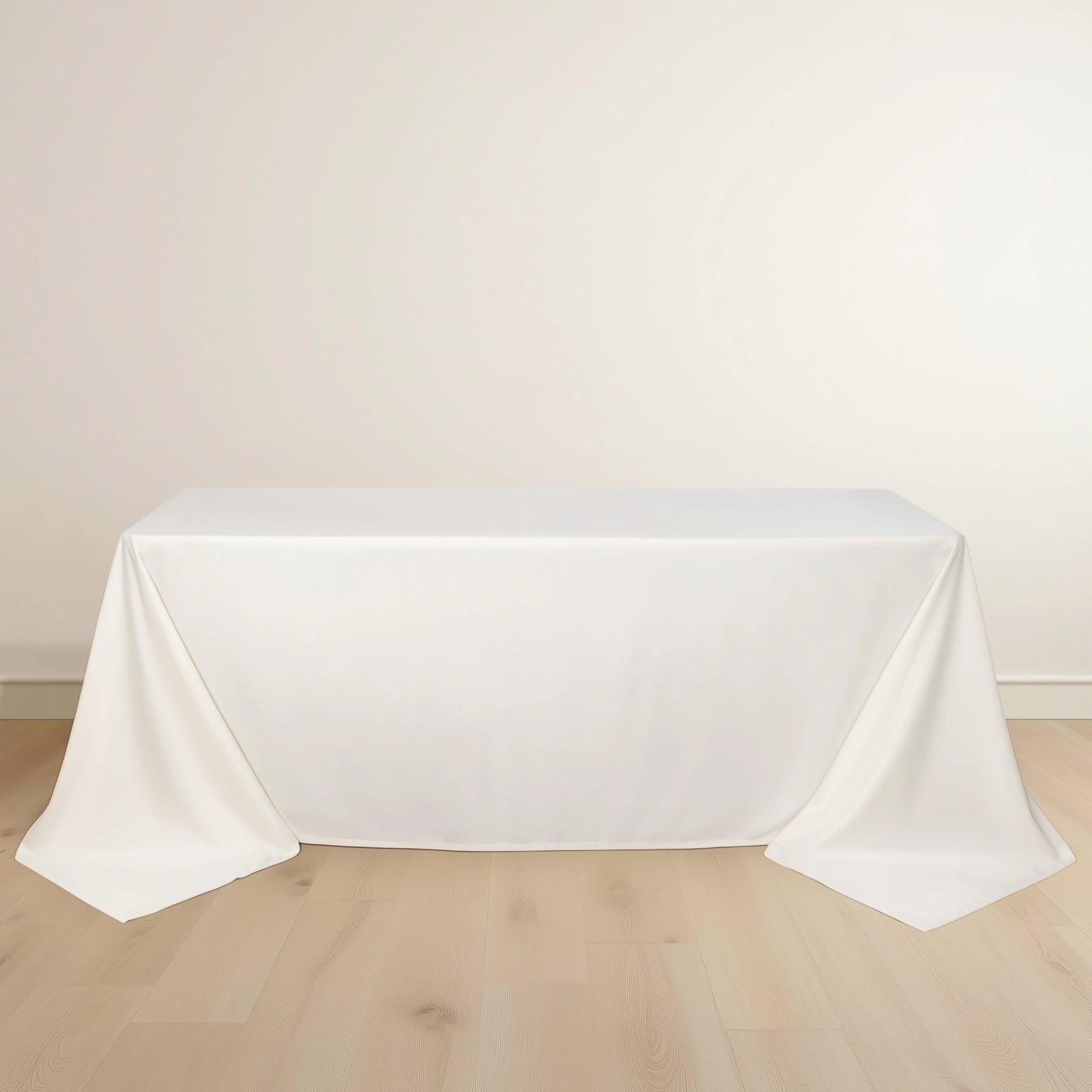 Scuba Rectangular 90"x132" Tablecloth Ivory - Wrinkle Free, Stain Resistant & Seamless Table Cover