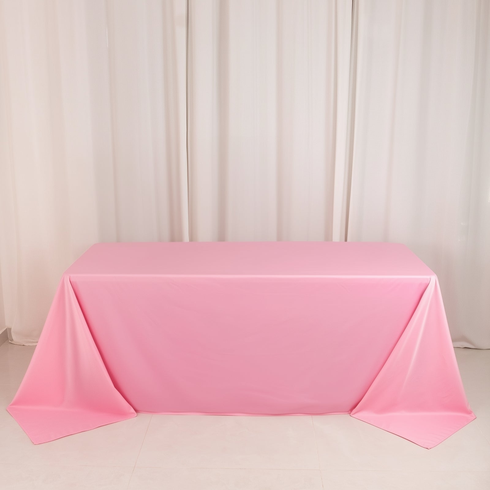 Scuba Rectangular 90"x132" Tablecloth Pink - Wrinkle Free, Stain Resistant & Seamless Table Cover