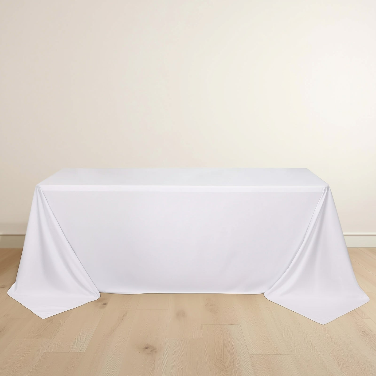Scuba Rectangular 90"x132" Tablecloth White - Wrinkle Free, Stain Resistant & Seamless Table Cover for Weddings and Parties