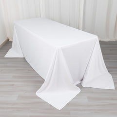 Scuba Rectangular 90"x132" Tablecloth White - Wrinkle Free, Stain Resistant & Seamless Table Cover for Weddings and Parties